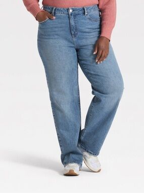 Ava & Viv Women's High-Rise Straight Leg Jeans Medium Wash Size 24